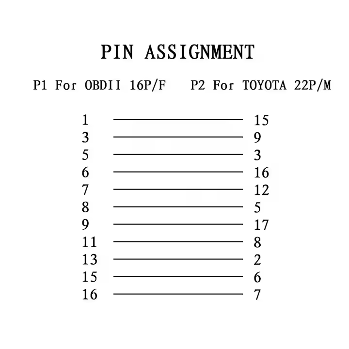 Sales Well Obd2 Pass Through Cable Obd 2 Cable 22 Pin Connector for TOYOTA Old Car OBD1 to OBD2 16PIN Cable