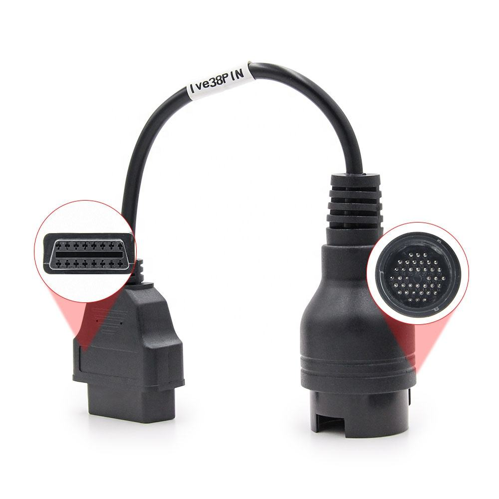 High Quality 38PIN Truck Full PINOUT Cable Compatible for Iveco Trucks OBD2 16PIN Connector Cable
