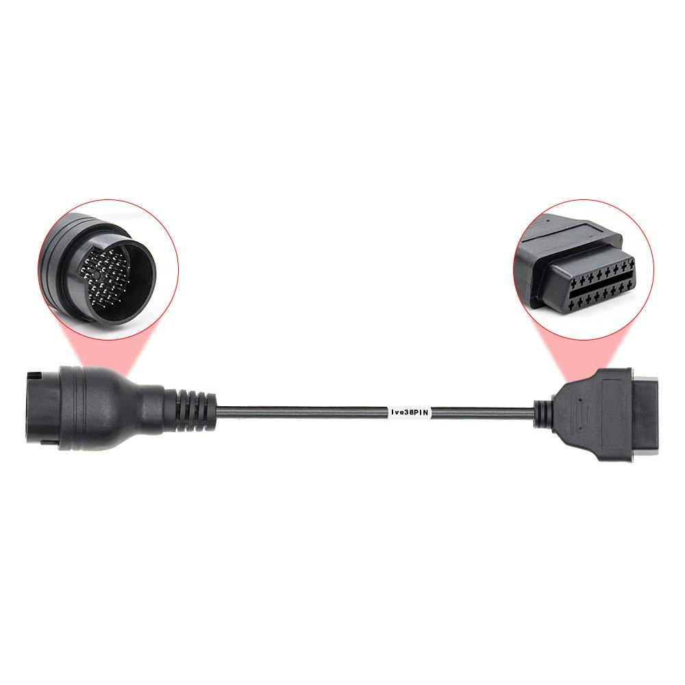 High Quality 38PIN Truck Full PINOUT Cable Compatible for Iveco Trucks OBD2 16PIN Connector Cable