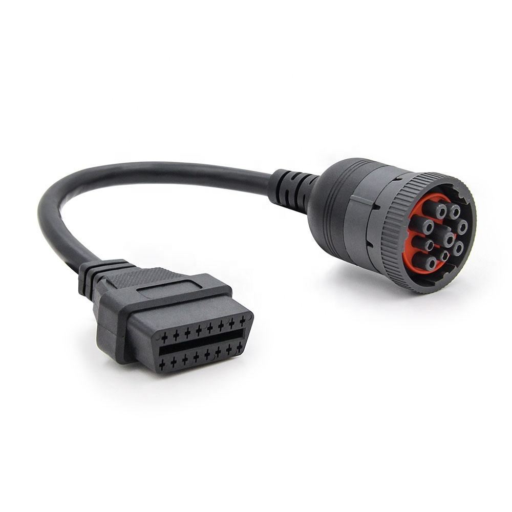 Super Quality J1939 9pin to OBD2 Adapter for Cummins 9pin Connector Truck Diagnostic J1939 Converter