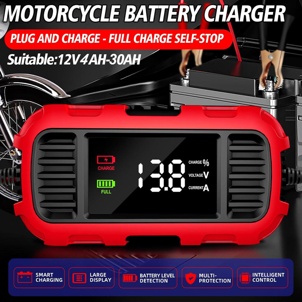 FOXSUR FBC1202E 12V/2A Smart Car Battery Charger Support Fully Automatic Trickle Lead-Acid Battery Charger