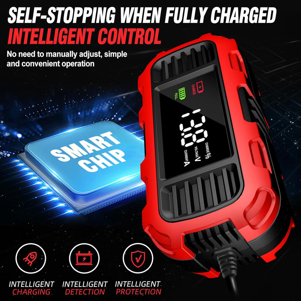 FOXSUR FBC1202E 12V/2A Smart Car Battery Charger Support Fully Automatic Trickle Lead-Acid Battery Charger