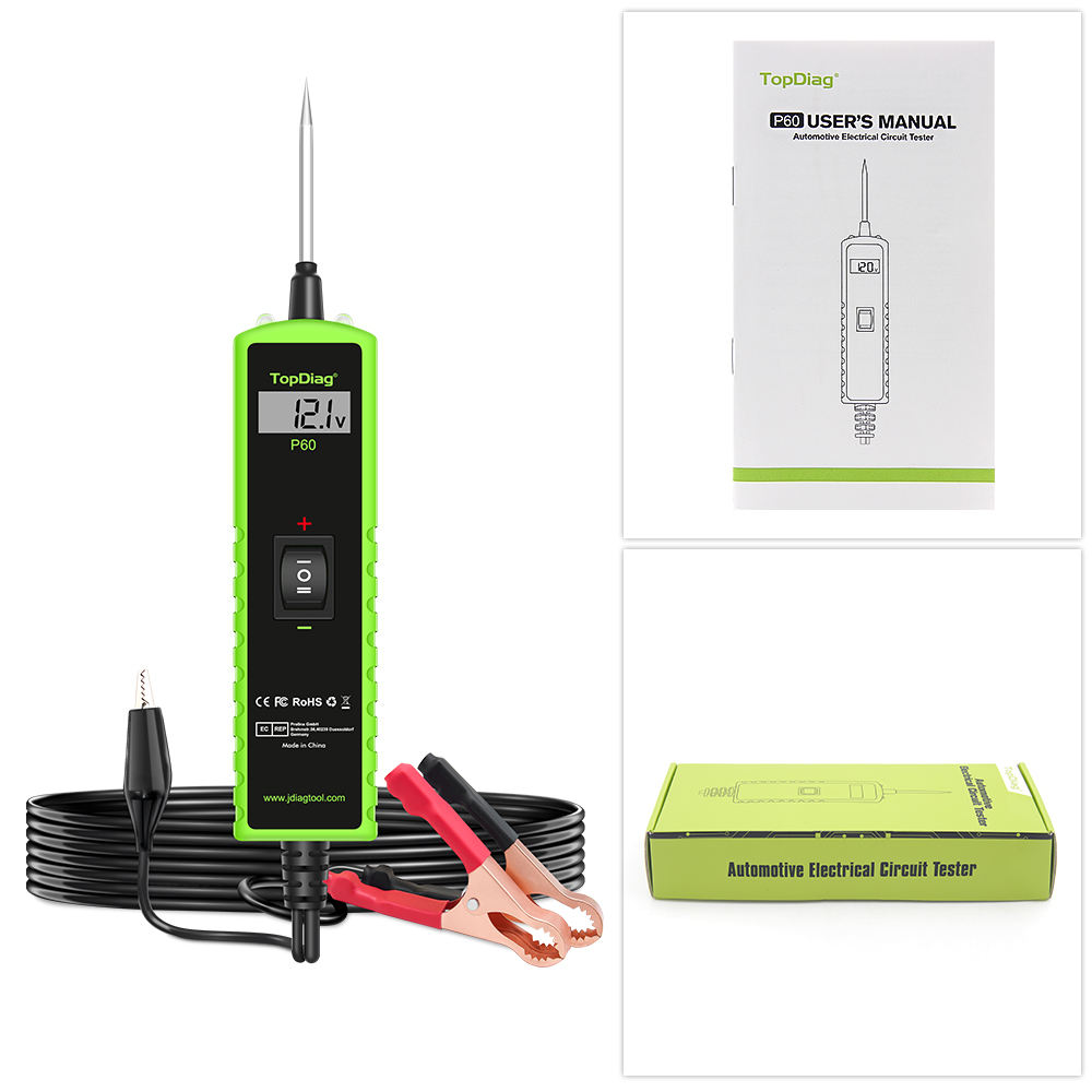 TopDiag P60 Automotive Electrical System Circuit Tester 9V-30V Relay Diode Oscilloscope Test