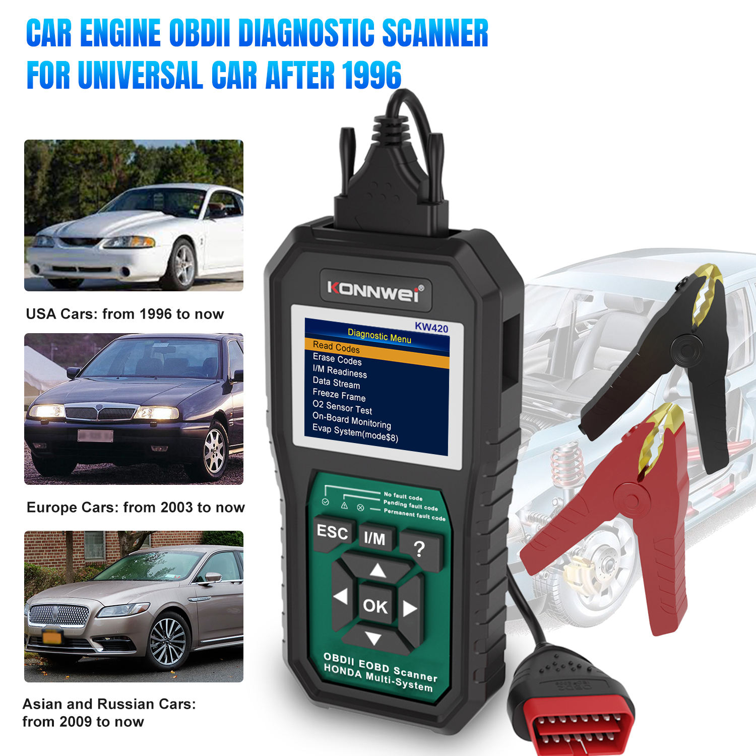 KONNWEI KW420 Professional Car OBD2 Diagnostic Scanner Support for Honda Cars Full System Diagnostic Tool