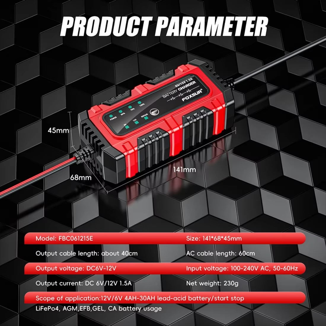 Automatic Car Battery Charger Trickle Maintainer Intelligent Vehicle Motorcycle Auto Lead Acid Battery Charger 6V 12V 1.5A