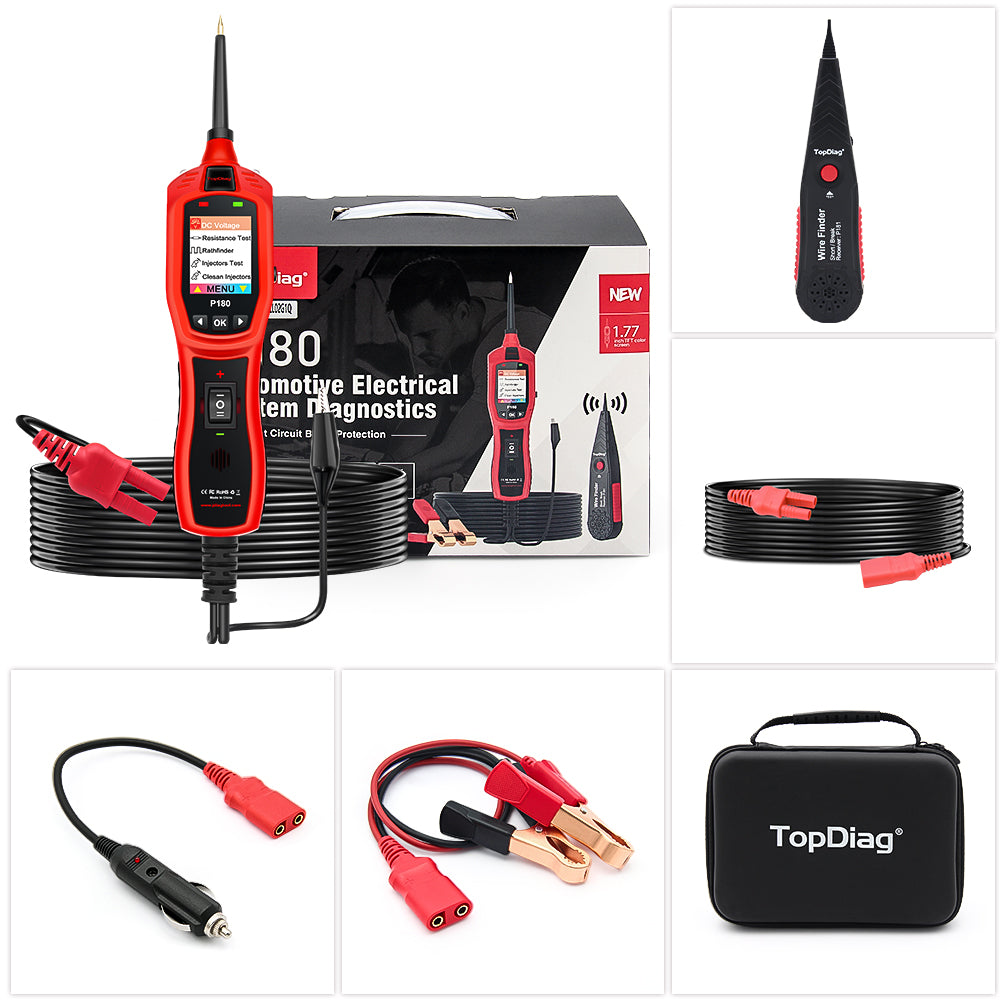 TopDiag P180 Automotive Electrical System Circuit Tester 9V-30V Relay Diode Oscilloscope Test Auto Circuit System Diagnostic