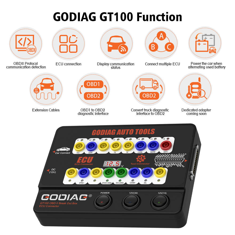 GODIAG GT100 Electric Auto Tool OBDII Break Out Box Engine Analyzer Detector Car Diagnostic Tools