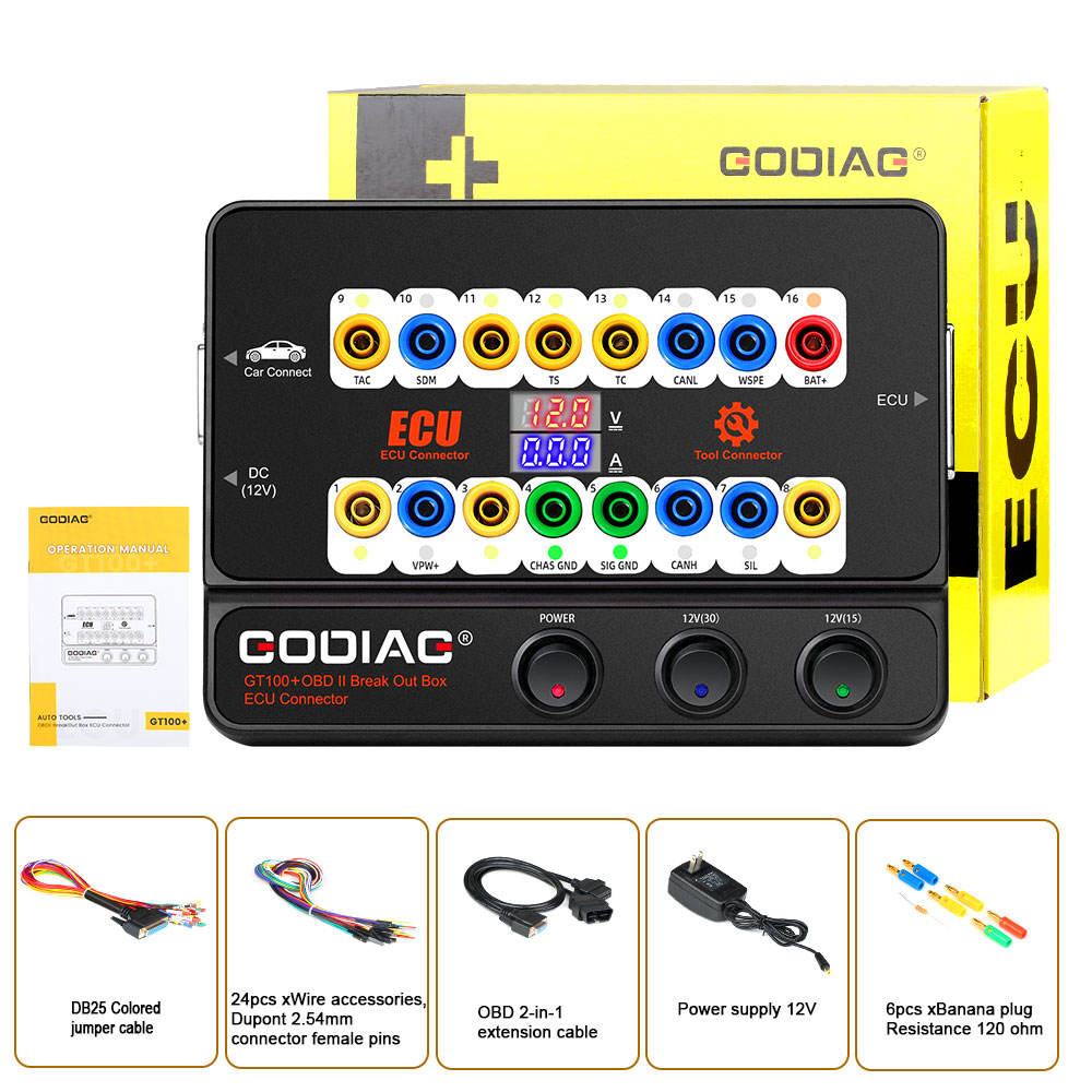 GODIAG GT100+ GT100 Pro Electric Auto Tool OBDII Break Out Box Engine Analyzer Detector Car Diagnostic Tools