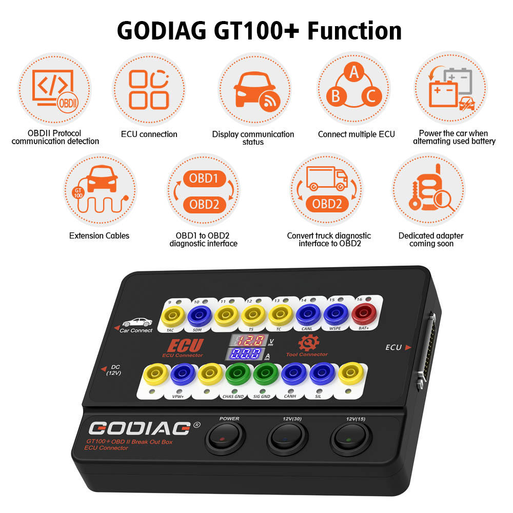 GODIAG GT100+ GT100 Pro Electric Auto Tool OBDII Break Out Box Engine Analyzer Detector Car Diagnostic Tools