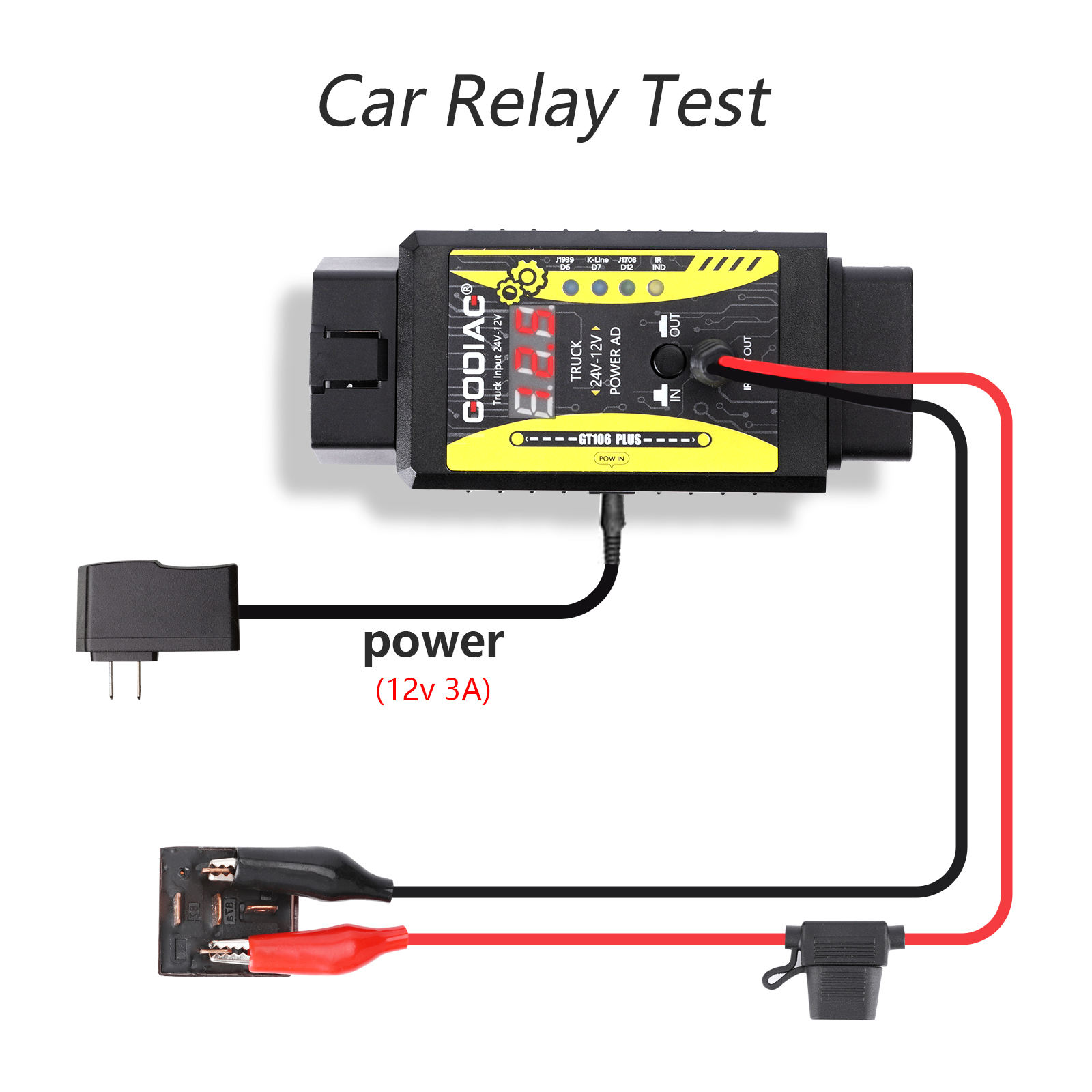 GODIAG GT106 PLUS Heavy Duty Truck Cars Convert Adapter Fuel Injector Cleaning Relay Testing Diagnostics Tool