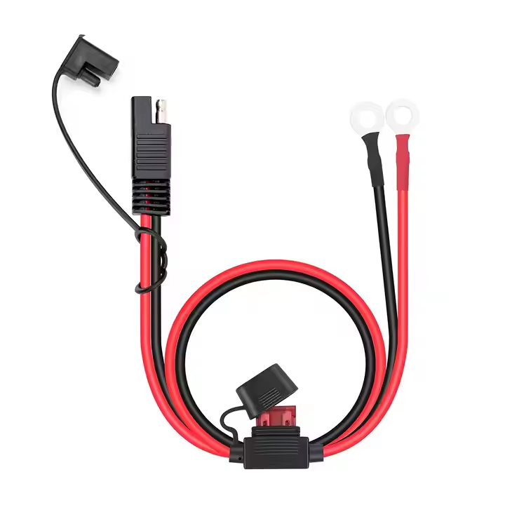 O-type Terminal to SAE Cable Car/Motorcycle Battery Charging Terminal Extension Cable with 10A Fuse 60cm 18AWG