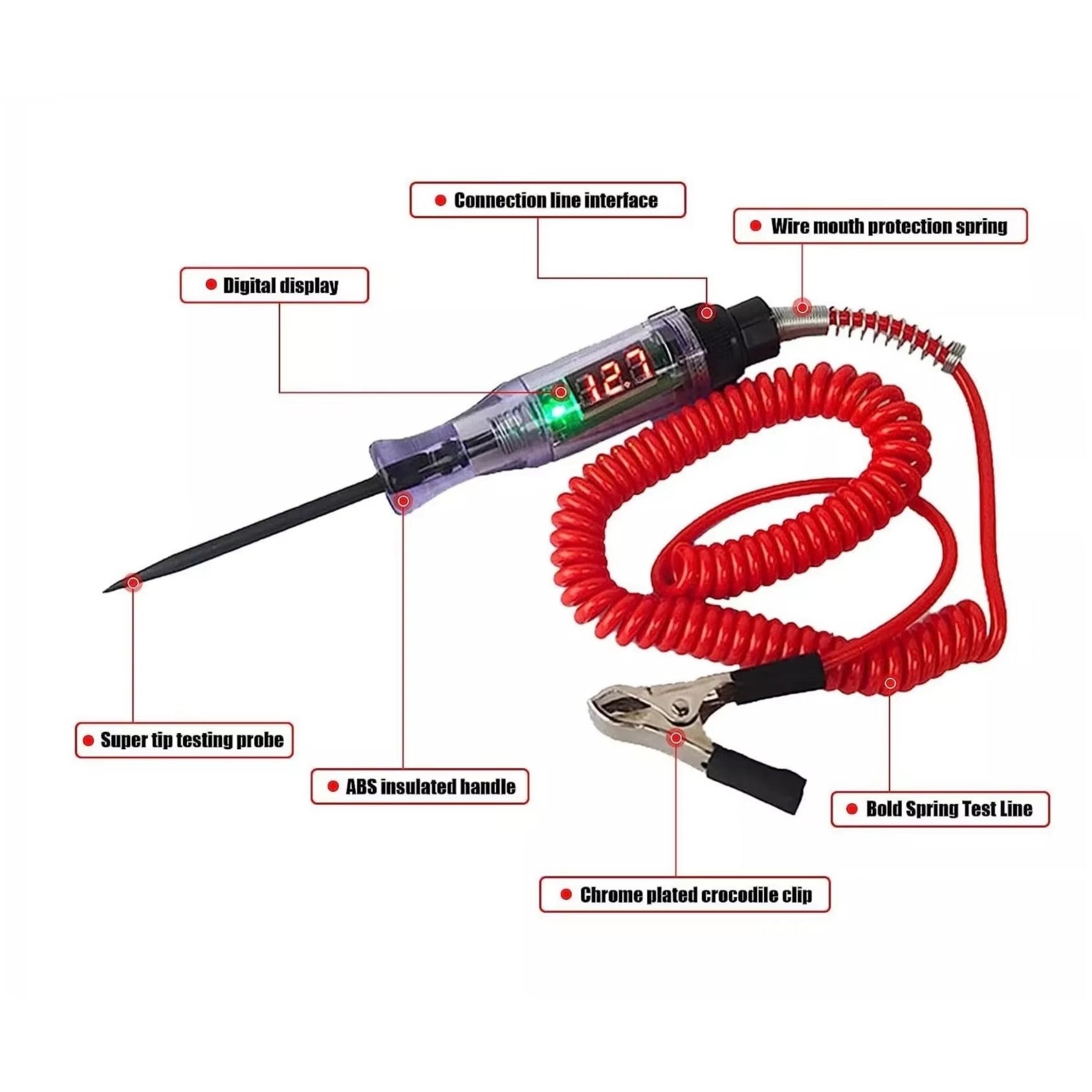 6-24V Digital Display Automotive Circuit Tester Car Diagnostic Power Probe Test Pen Automobile Circuit Testing Pen