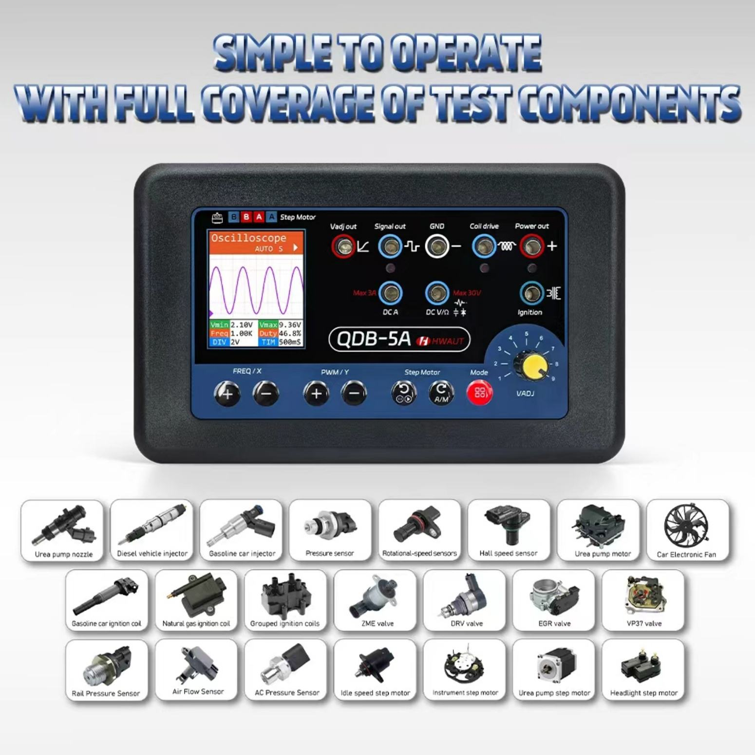 QDB-5A Automotive Ignition Coil Tester Car Oscilloscope Diodes Electrical Current Analyzer Auto Fault Detector