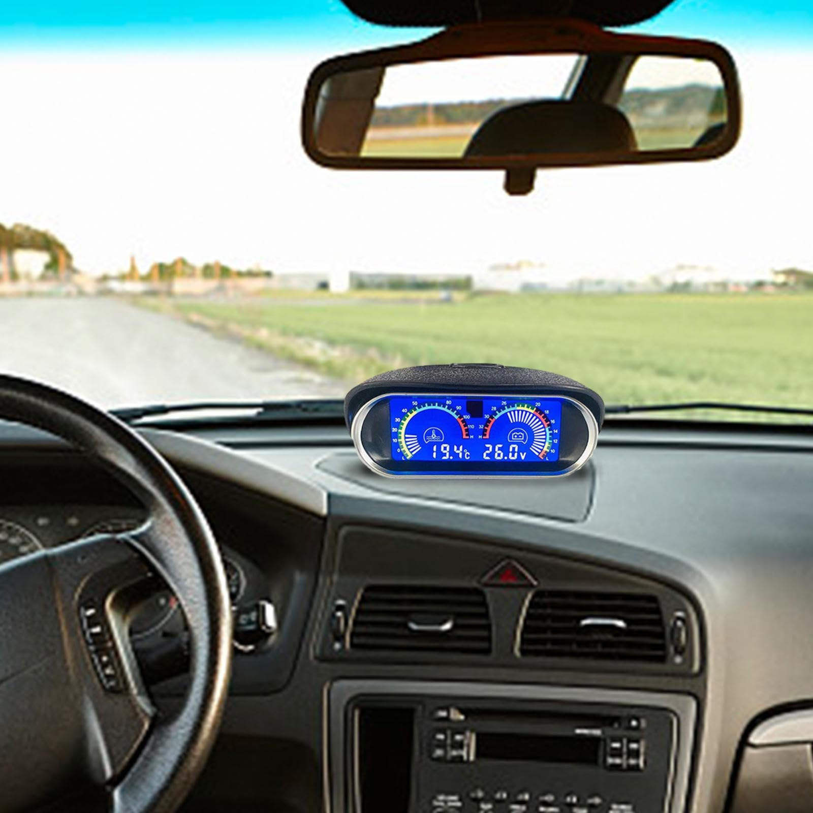 2 in 1 LCD Car Water Temperature Voltage Gauge Sensor 10mm Meter Voltmeter Voltage Digital Horizontal Temp Gauge